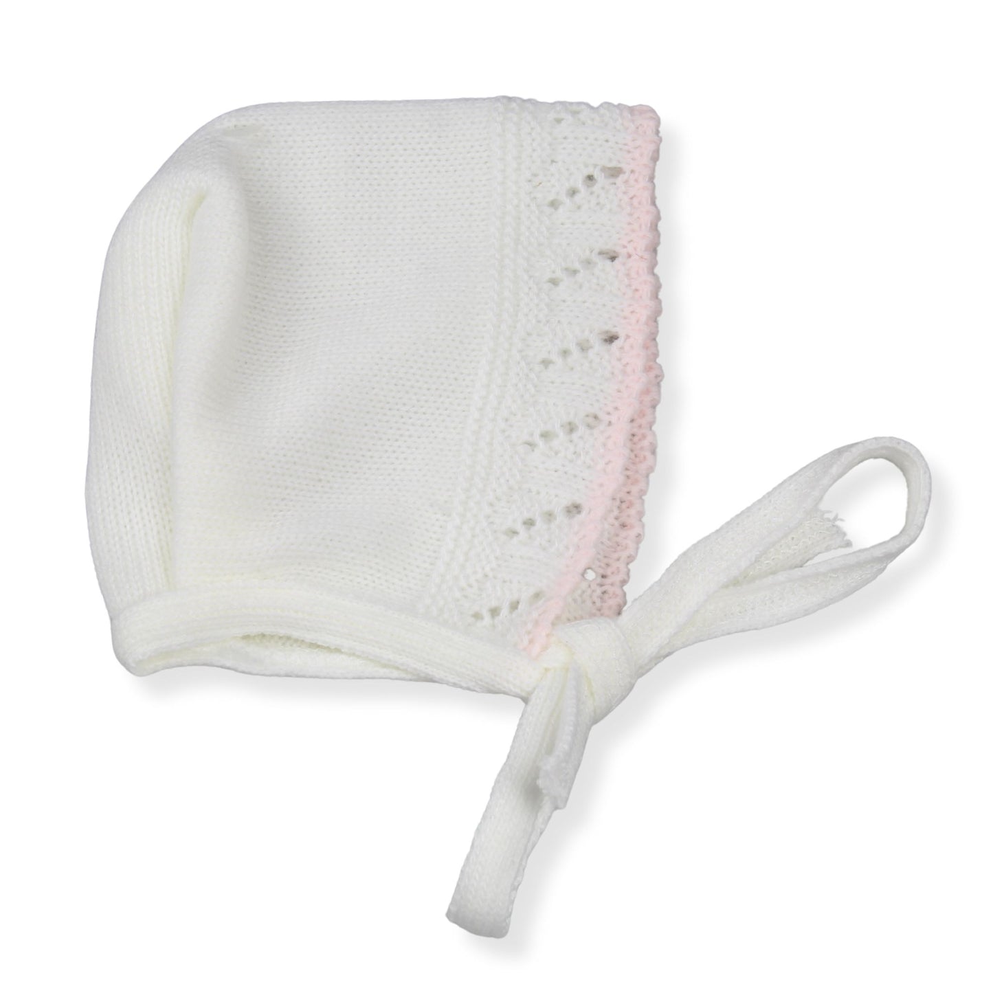 White and Pink Cable Knitted Baby Girls Set | Made in Portugal | Newborn to 3 Months