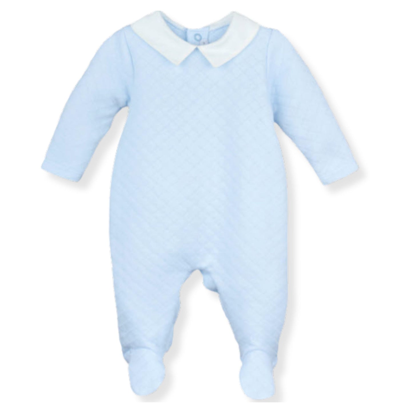 Calamaro Baby Blue Quilted Sleepsuit with Collar