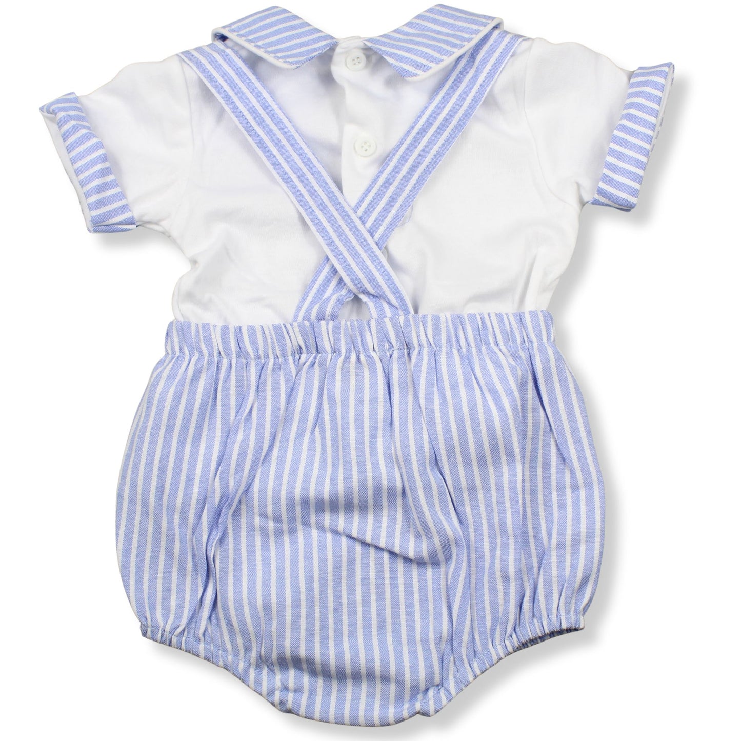 Baby Boys Blue & White Striped Romper Set – My Little Chick