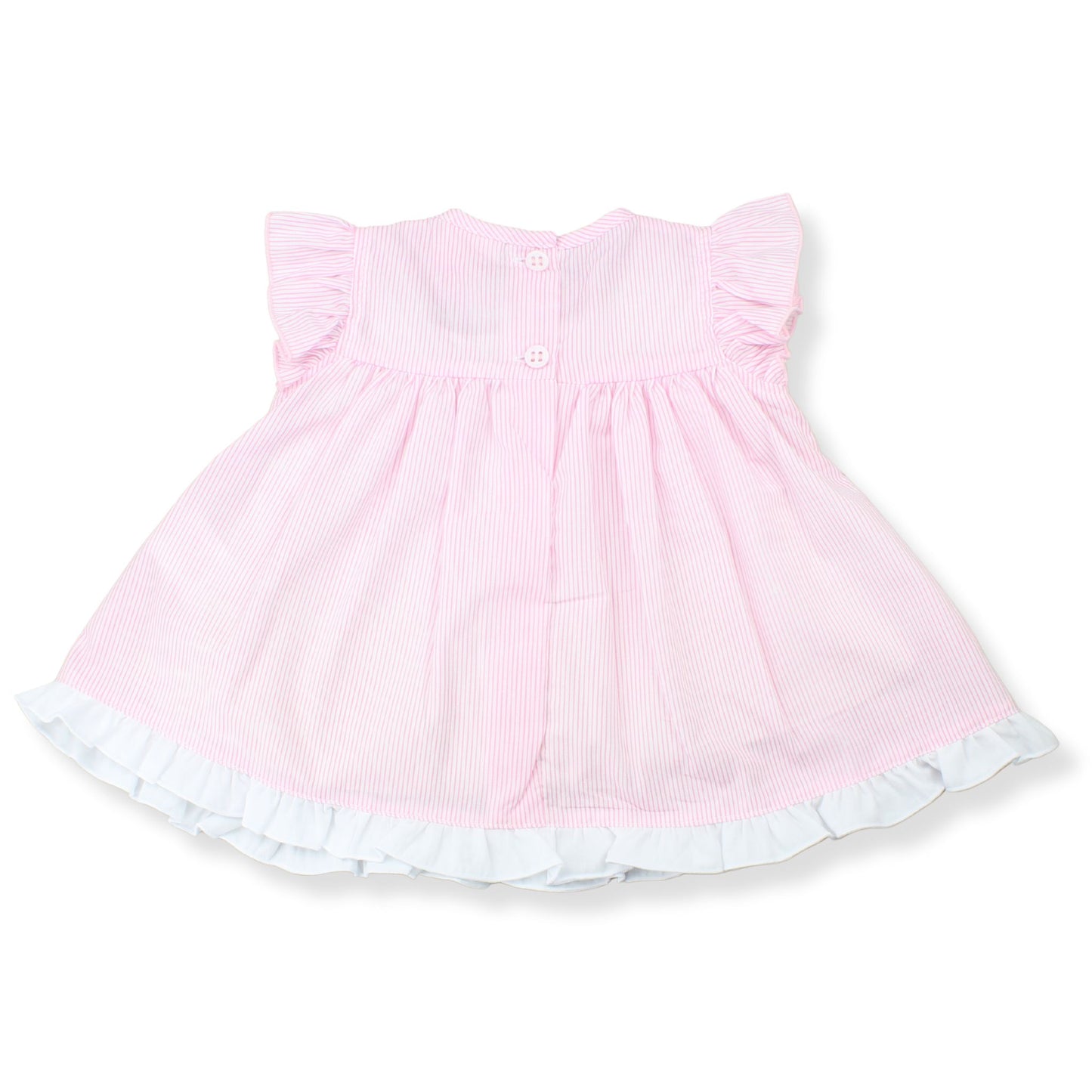 Baby Girls Pink Stripe Dress Set with Bloomers & Headband