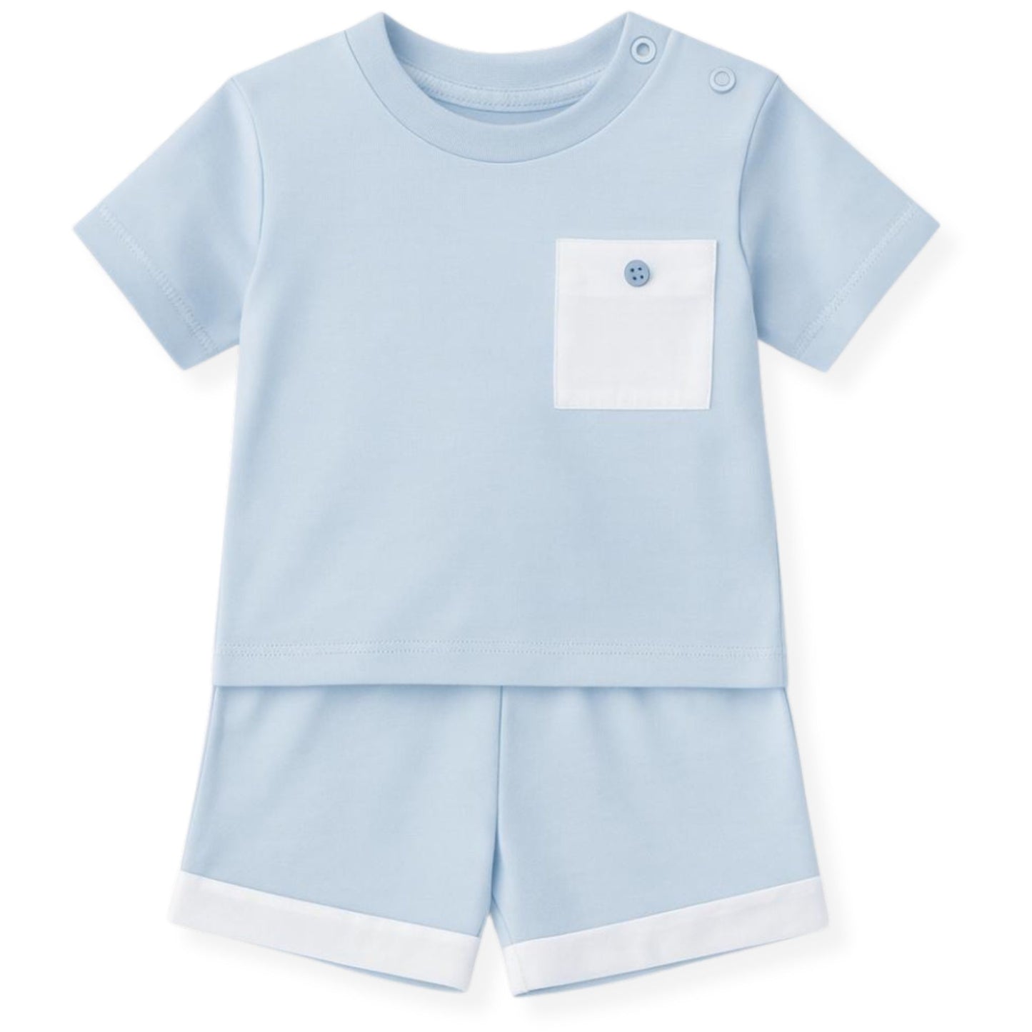 Baby boys blue shirt and shorts set