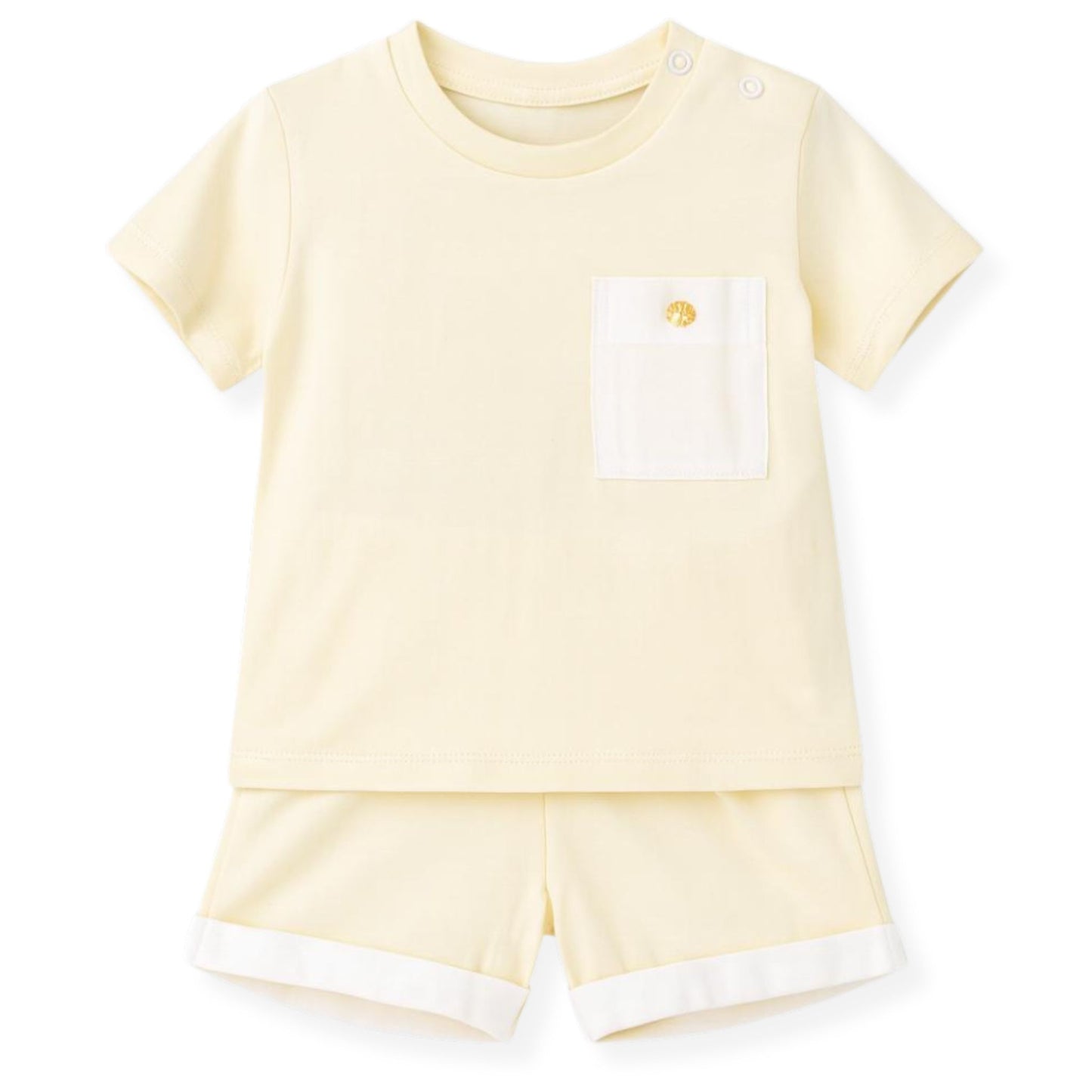 Baby boys lemon yellow shorts and shirt set