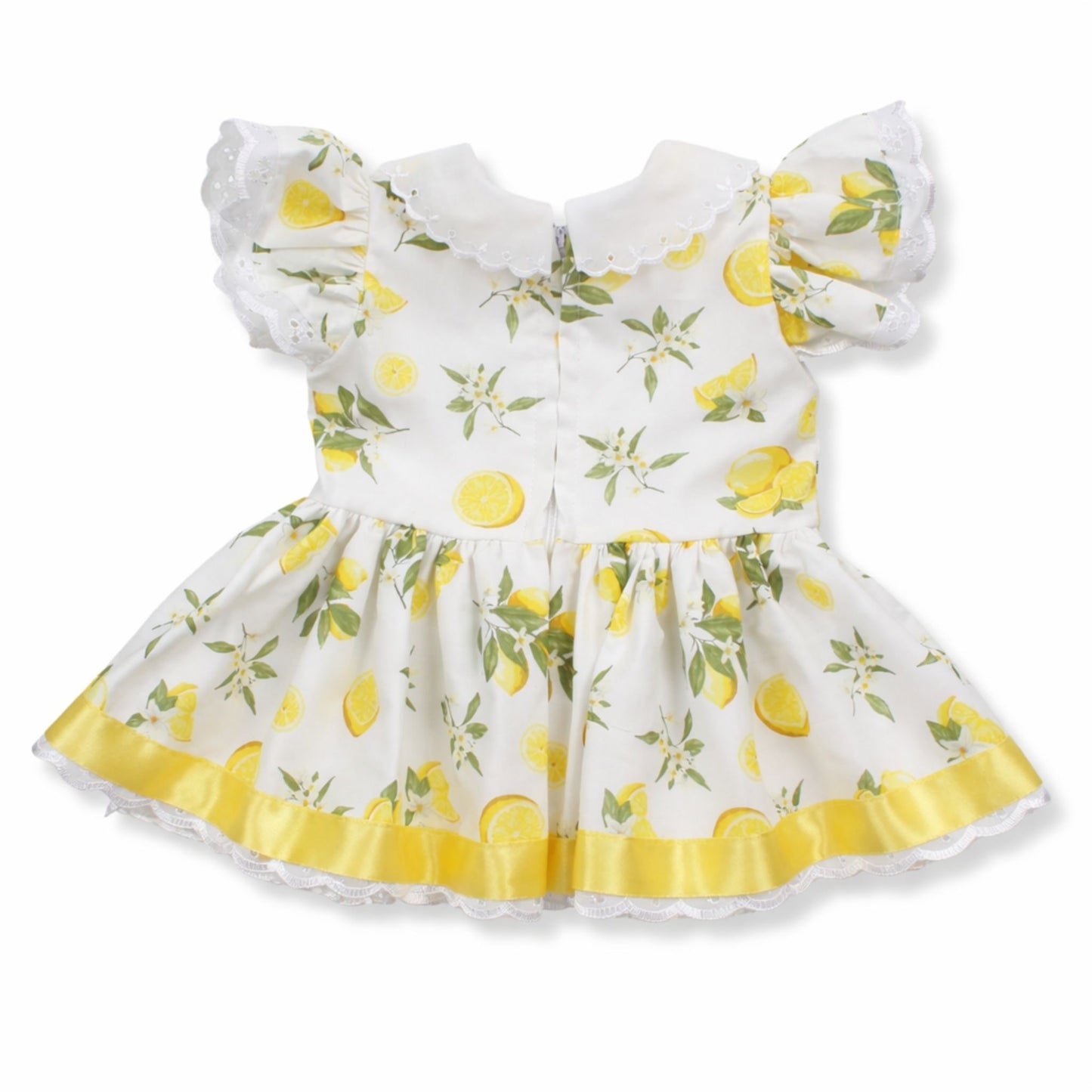 Baby Girls Lemon Print Summer Dress with Lace Collar