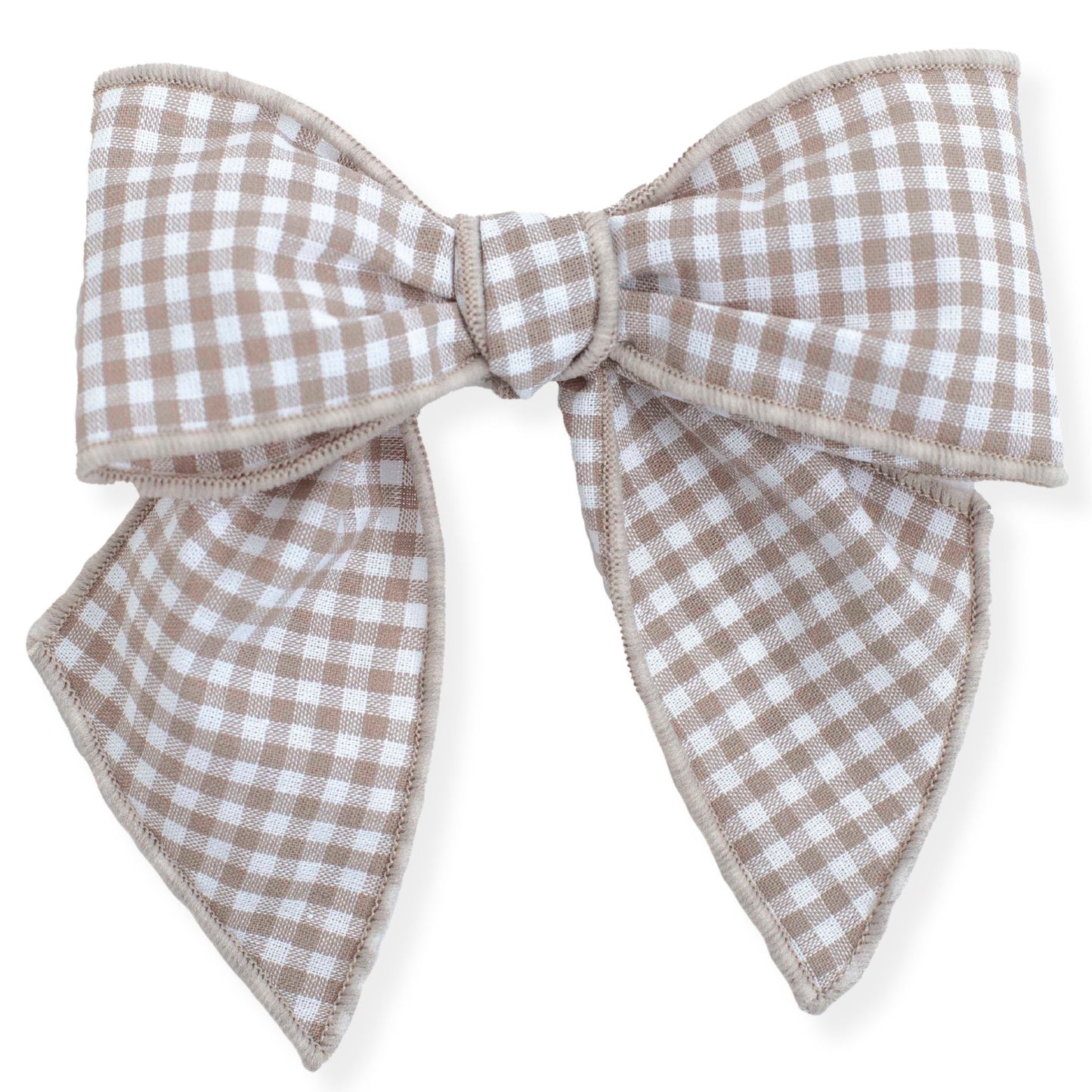 Brown and white checkered bow on a white background