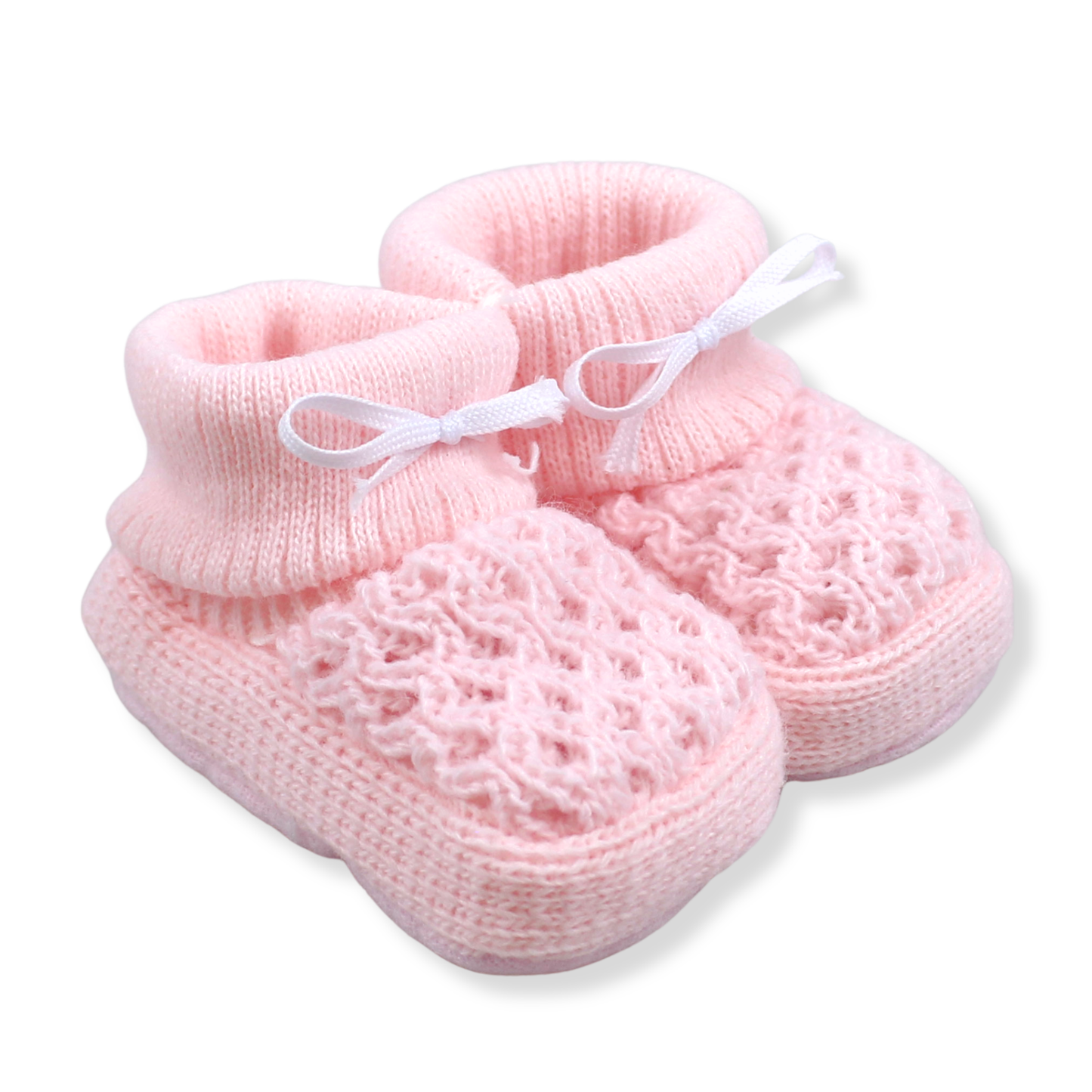 baby girls knitted pink booties