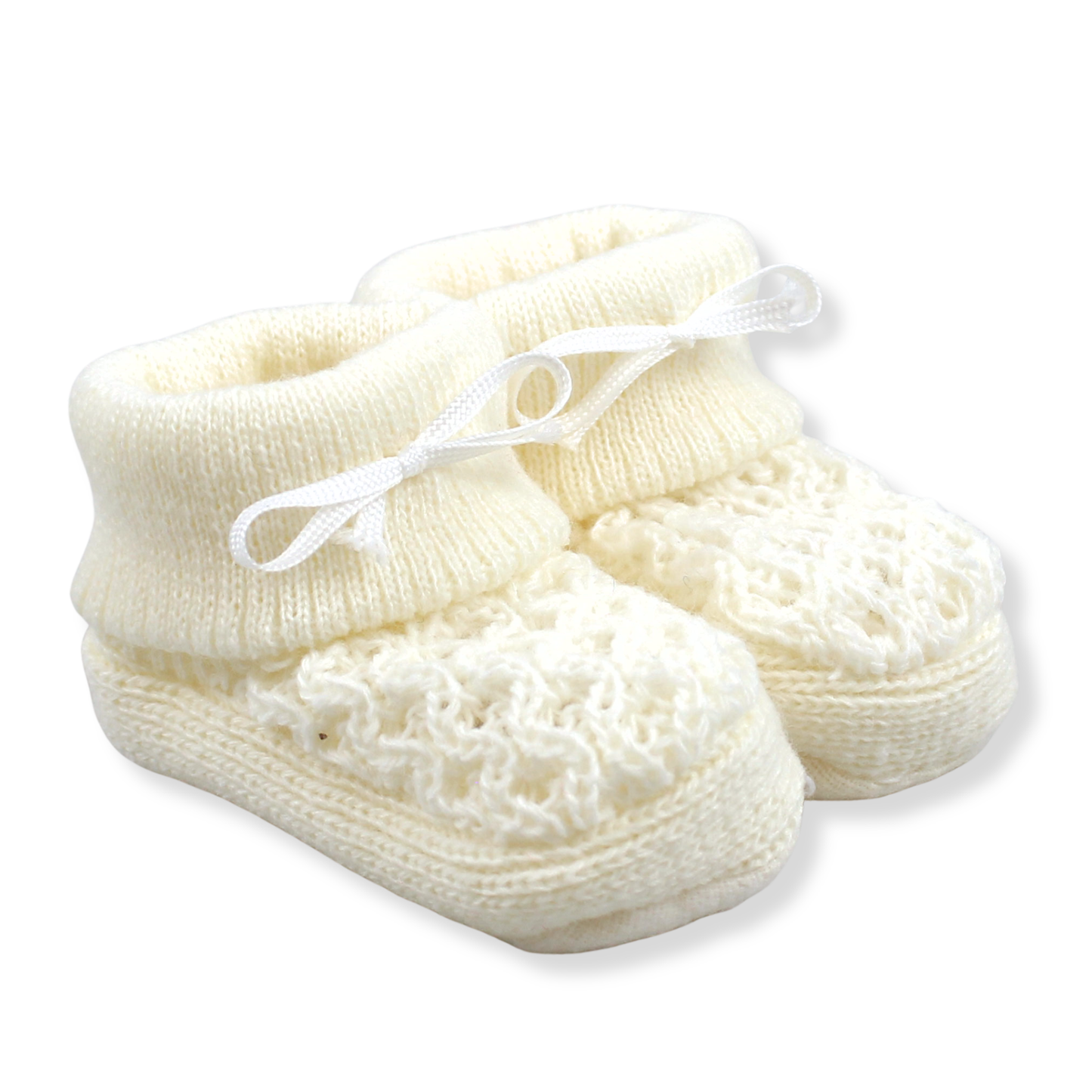 Baby cream knitted booties