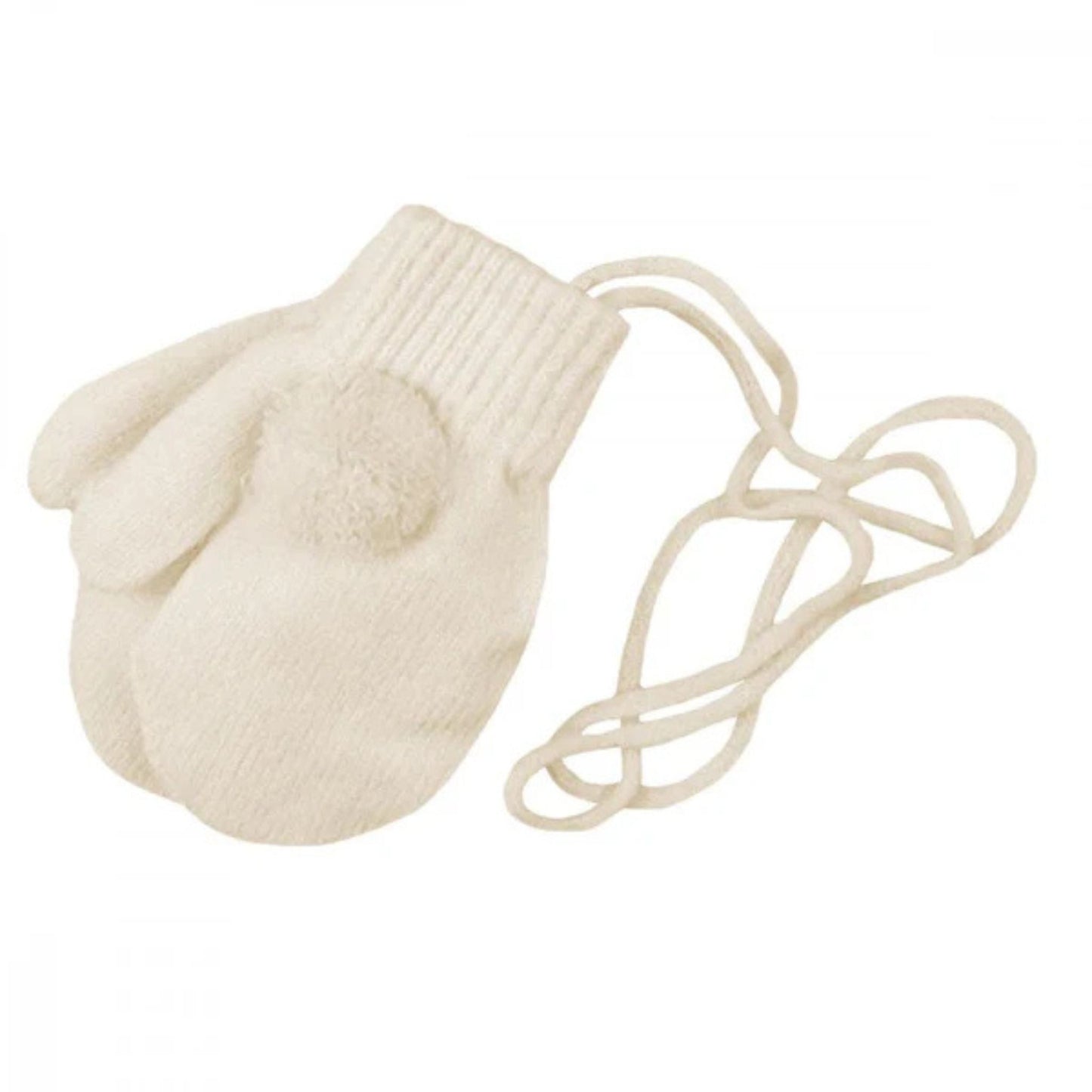 White Baby Mittens with String