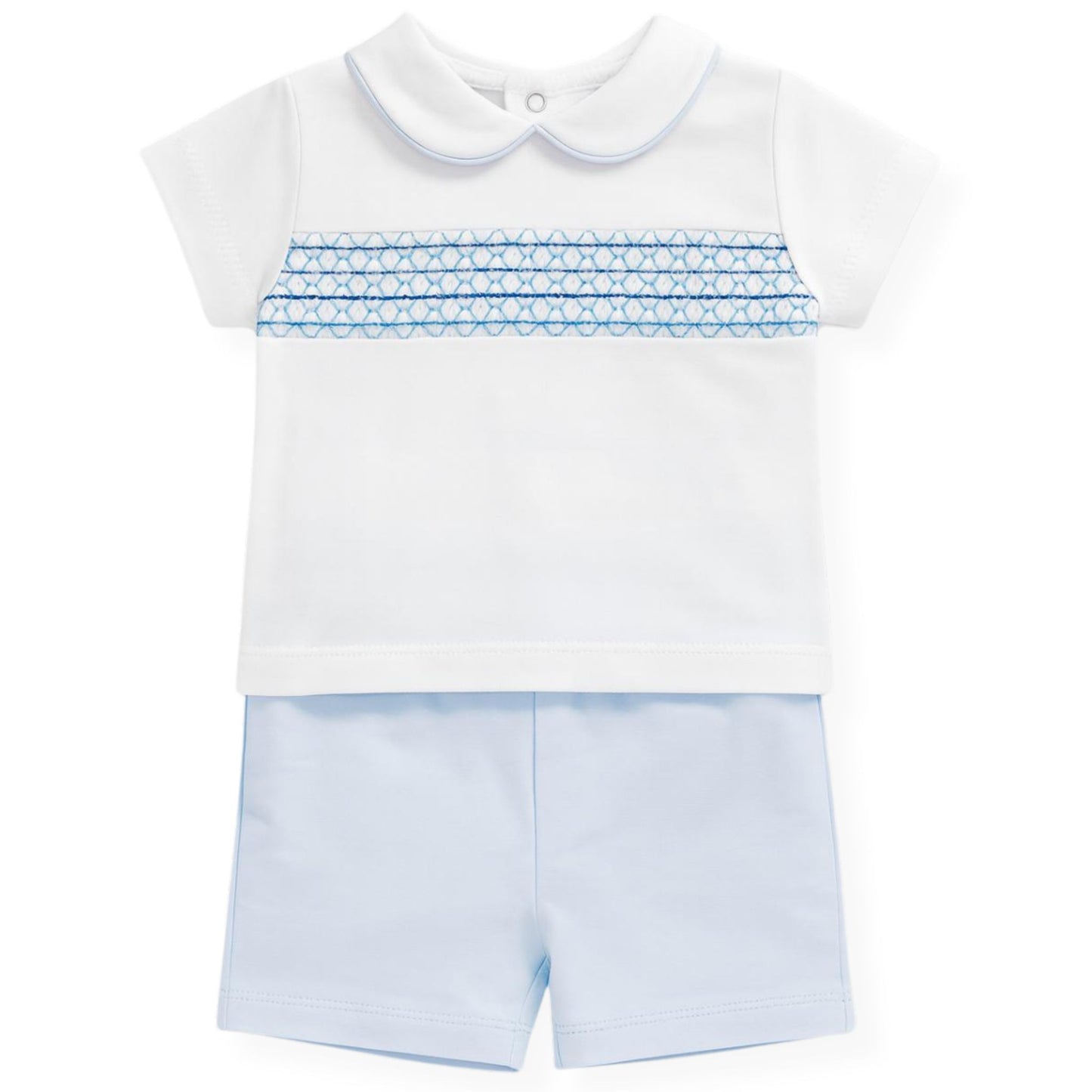 Kleo Kids Baby Boys Blue Smocked Two Piece Outfit