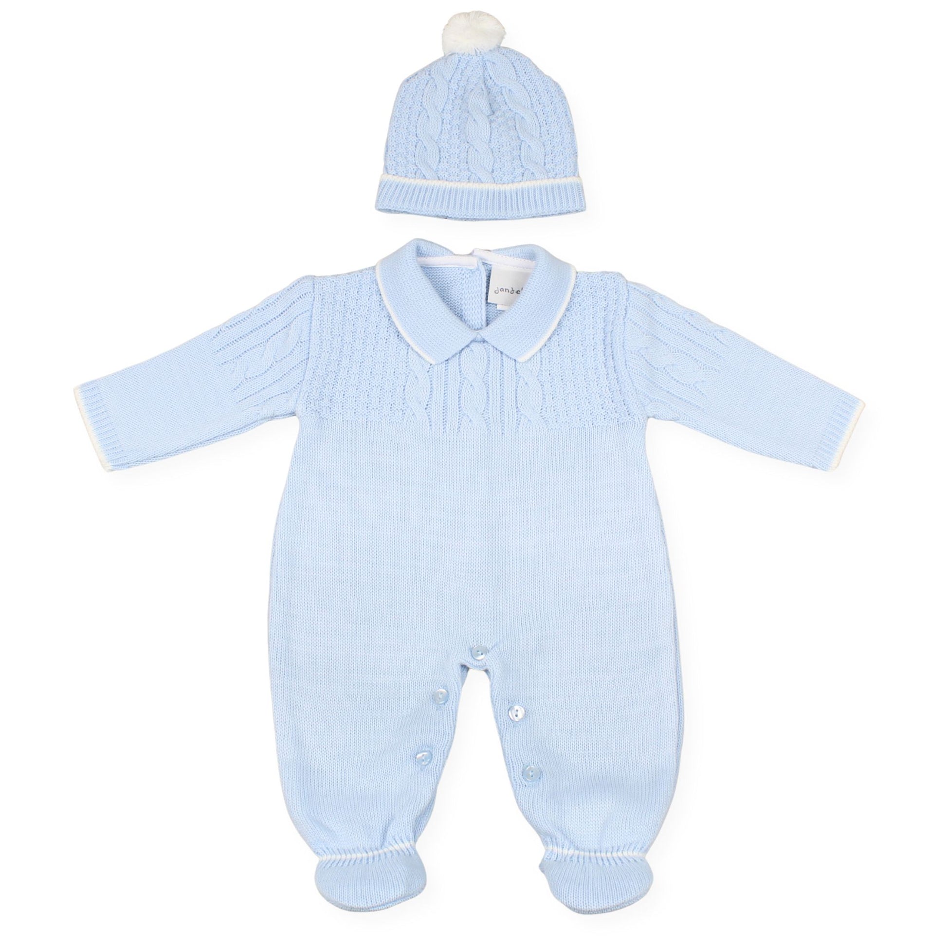 baby blue romper, newborn knit outfit, cable knit baby set, baby hat and romper, winter baby clothes, baby boy gift set, baby shower outfit, coming home outfit