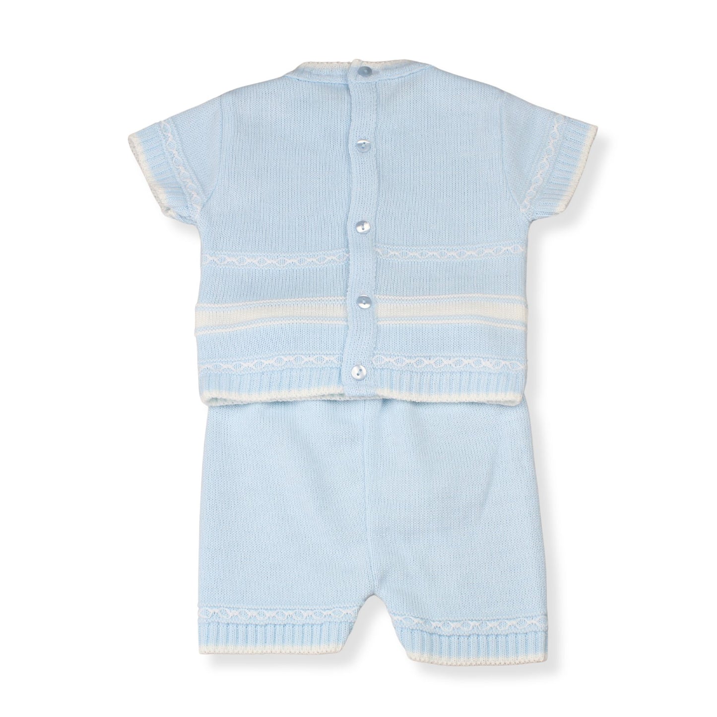 Little Nosh Baby Boys Blue Knitted Top & Shorts Set (0–9 Months)