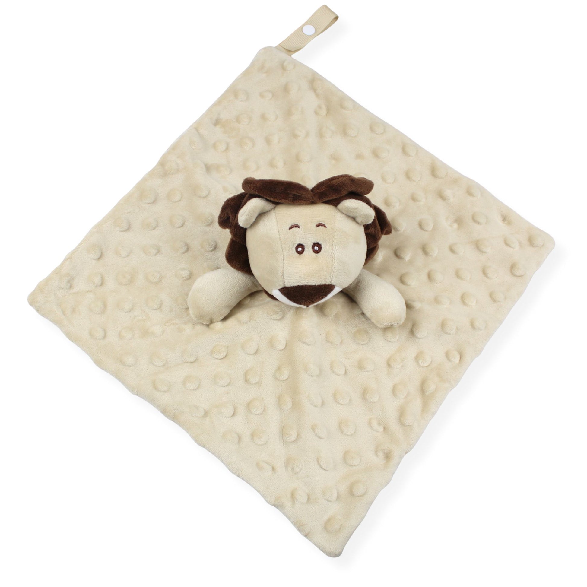 baby unisex beige comforter toy on a white background