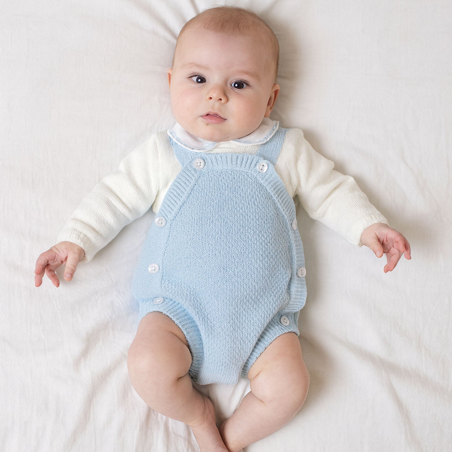 Baby Boy Knitted Romper & Shirt Outfit - Blue