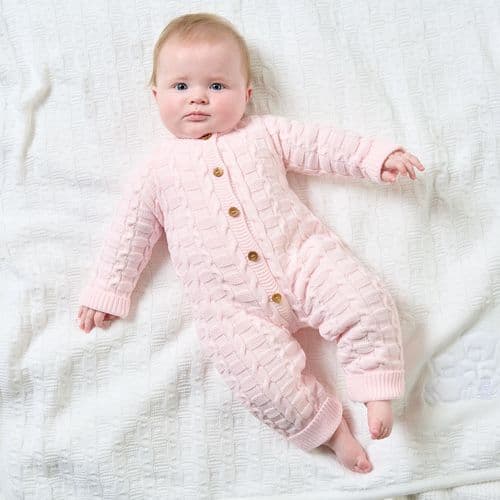 Dandelion Pink Knitted Baby All-in-One Outfit