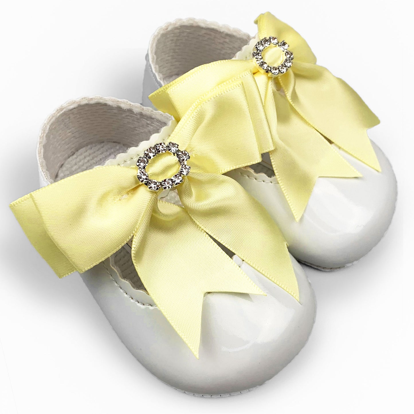 baby girls patent bow yellow shoes
