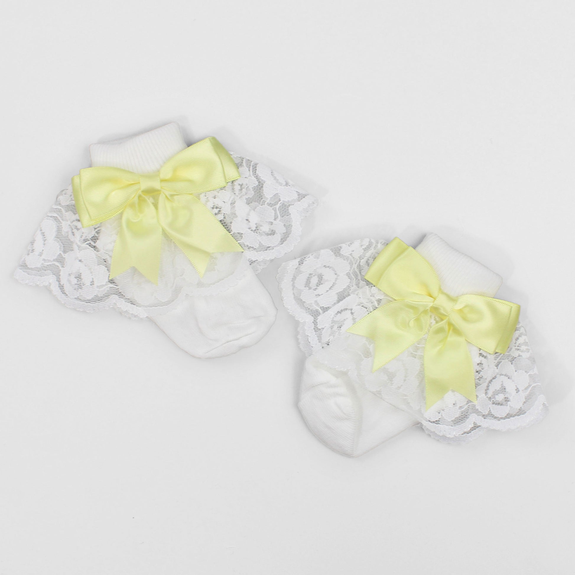 baby girl socks frilly with yellow bows
