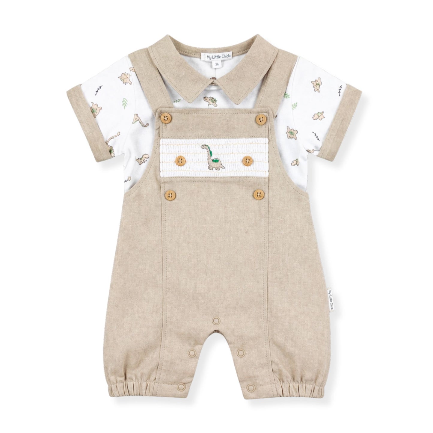 boys dinosaur design dungarees and tshirt