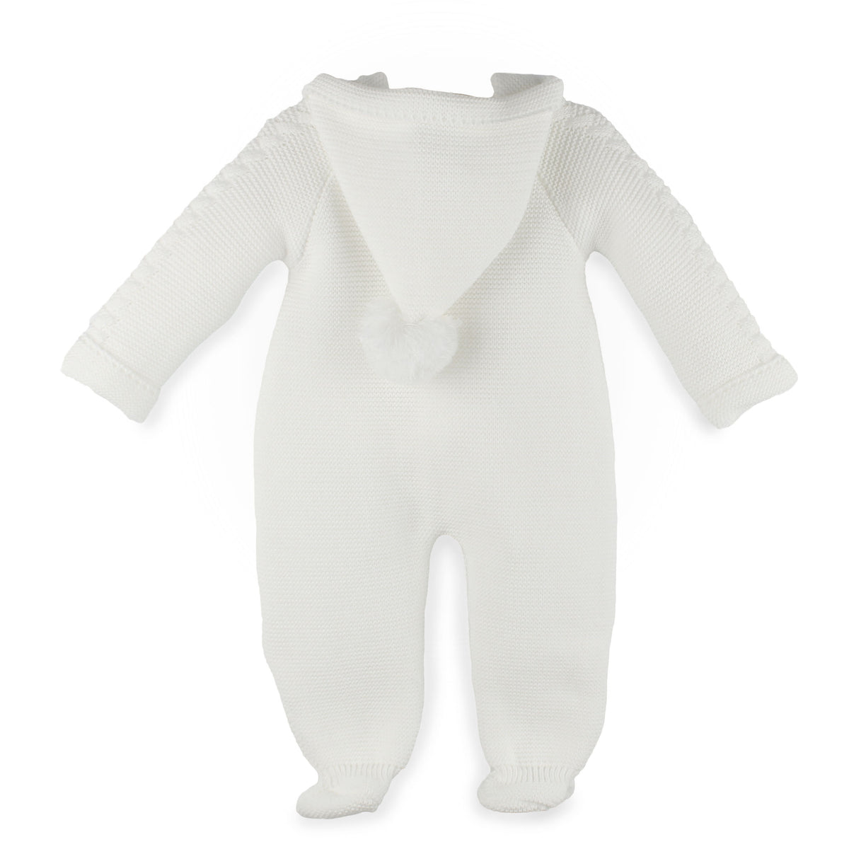 Baby Knitted All In One Pramsuit - White