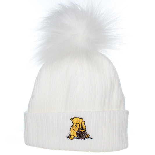 white bear pastel baby hat