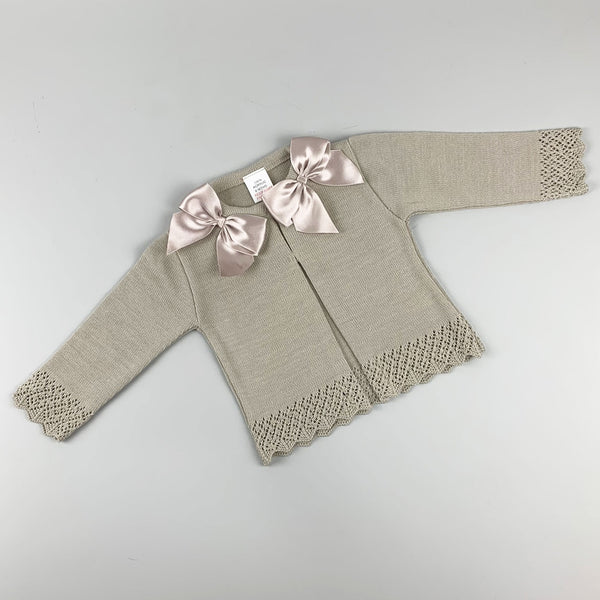 Baby Girls Beige Cardigan With Bows
