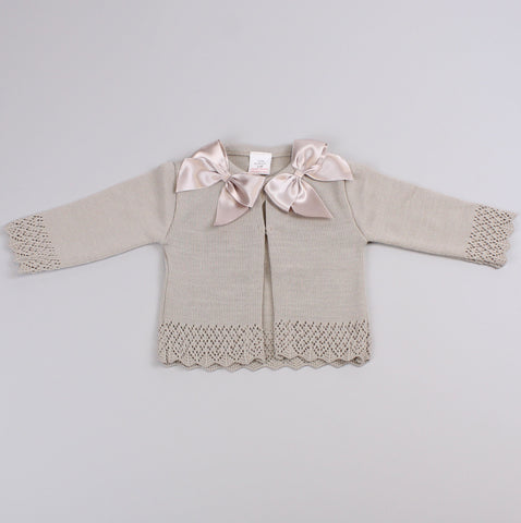 Baby Girls Beige Cardigan With Bows