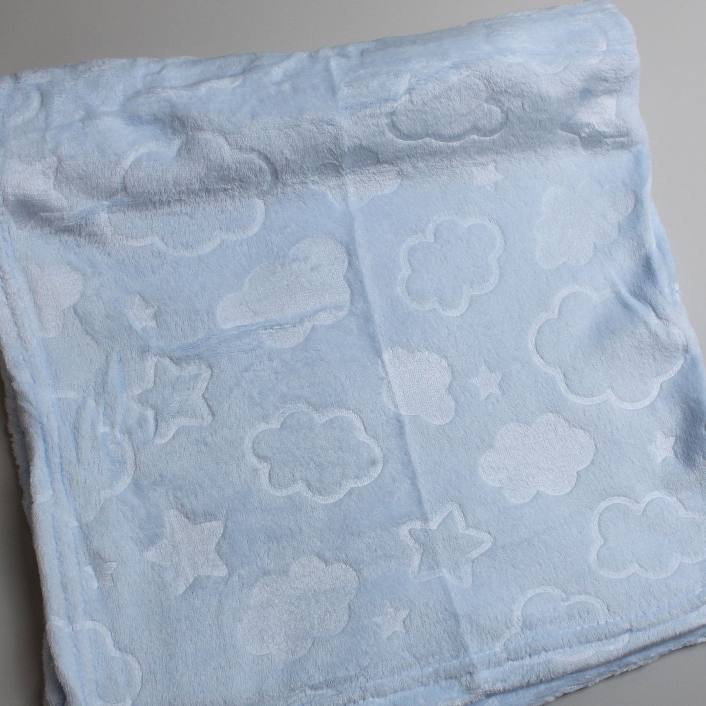 Baby Boys Blue Embossed Stars and Clouds Blanket