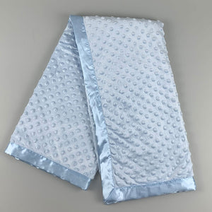 Baby Bubble Blanket with Satin Trim- Blue