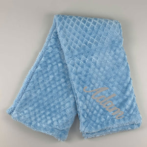 Deluxe Personalised Baby Blanket - Blue With Diamond Design