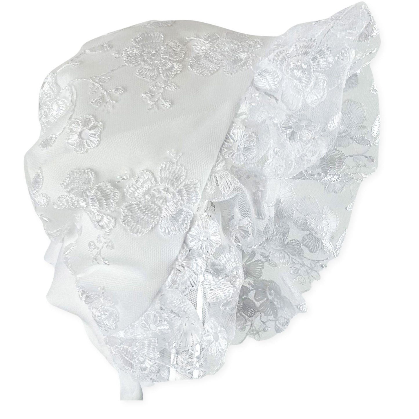 Baby Girls White Long Christening Gown Baptism Dress with Bonnet