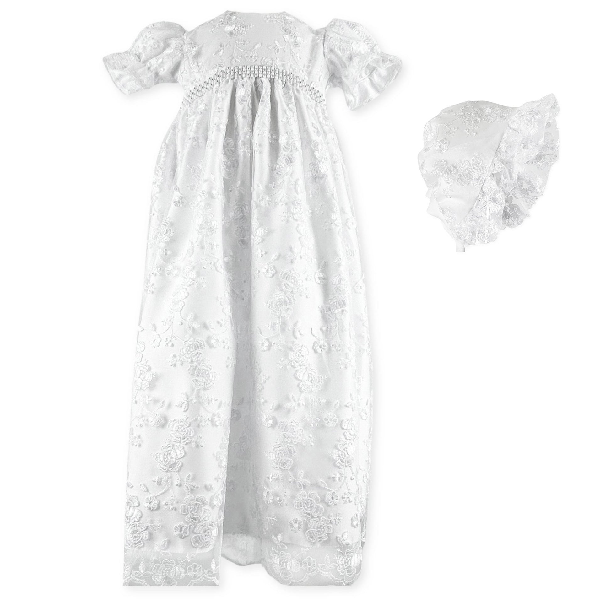 baby girl full legnth christening gown with matching bonnet