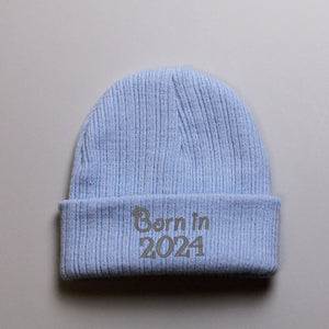Born in 2024 Pastel Blue Beanie