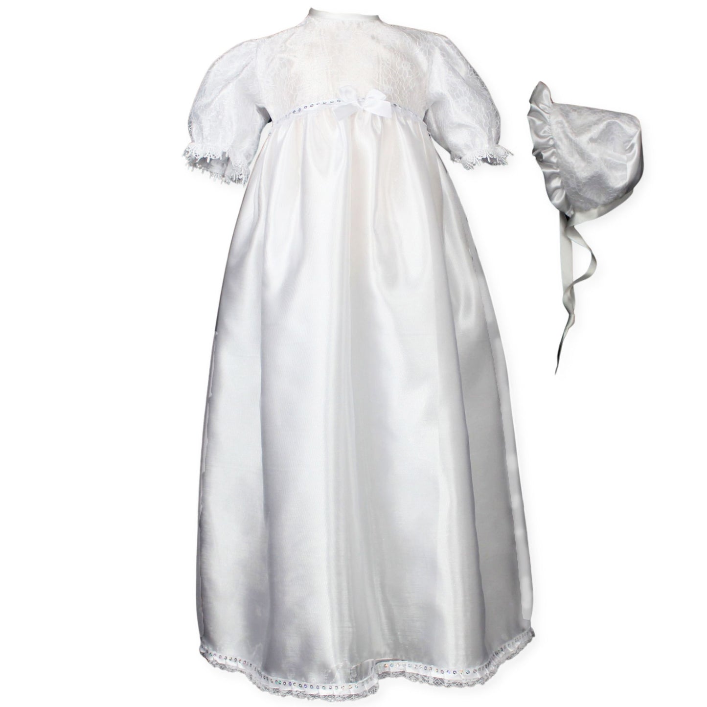 traditional christening gown with bonnet