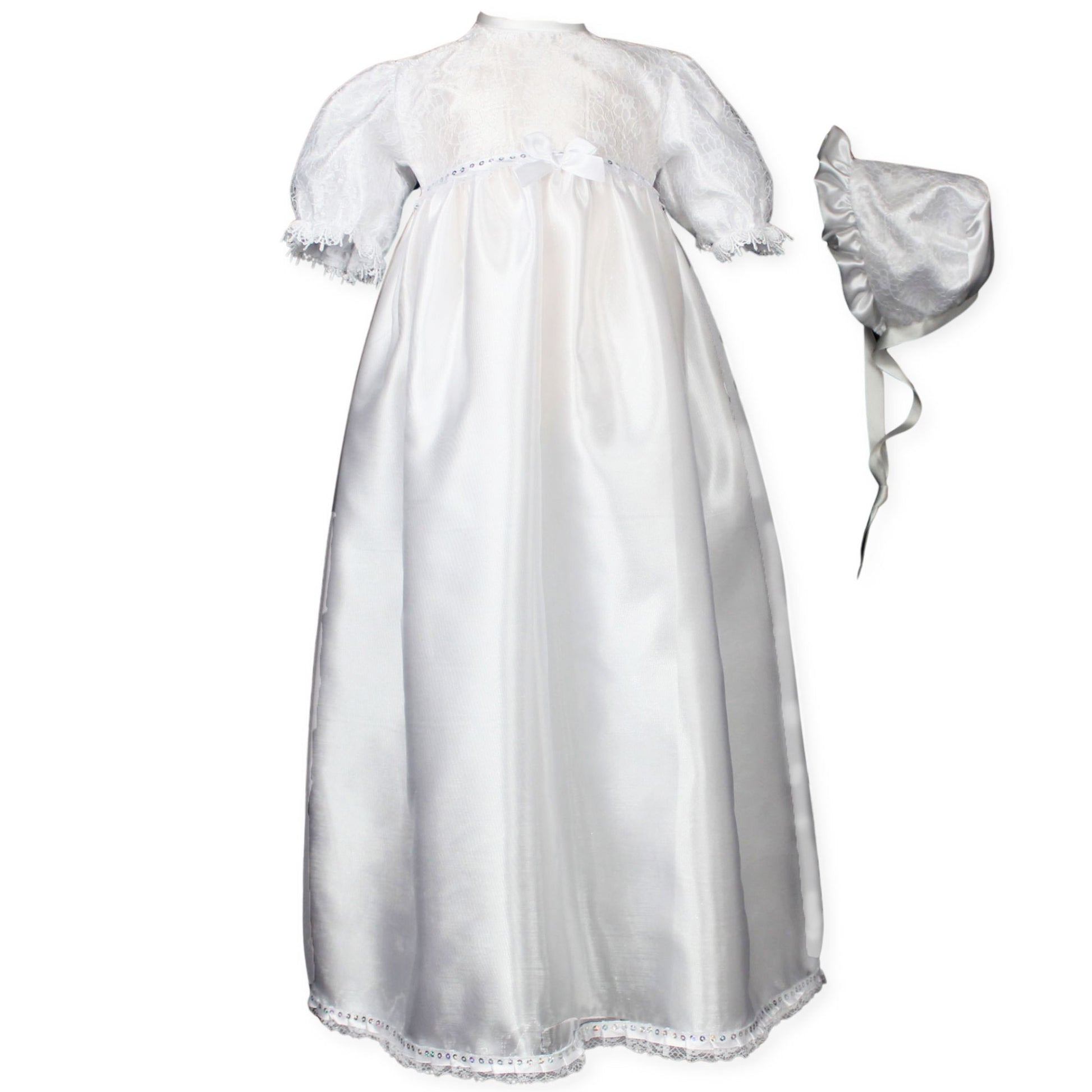 traditional christening gown with bonnet