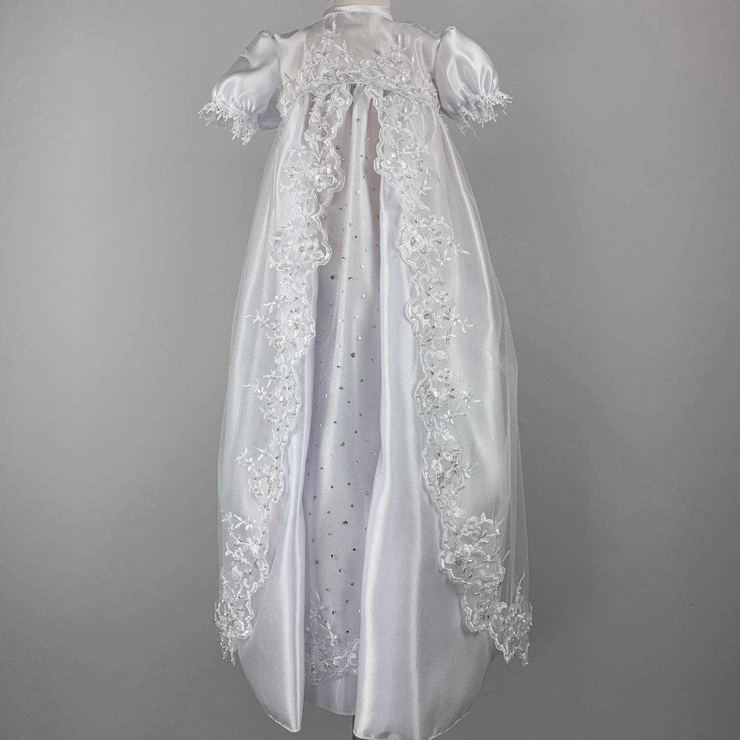christening robe in white baby girl