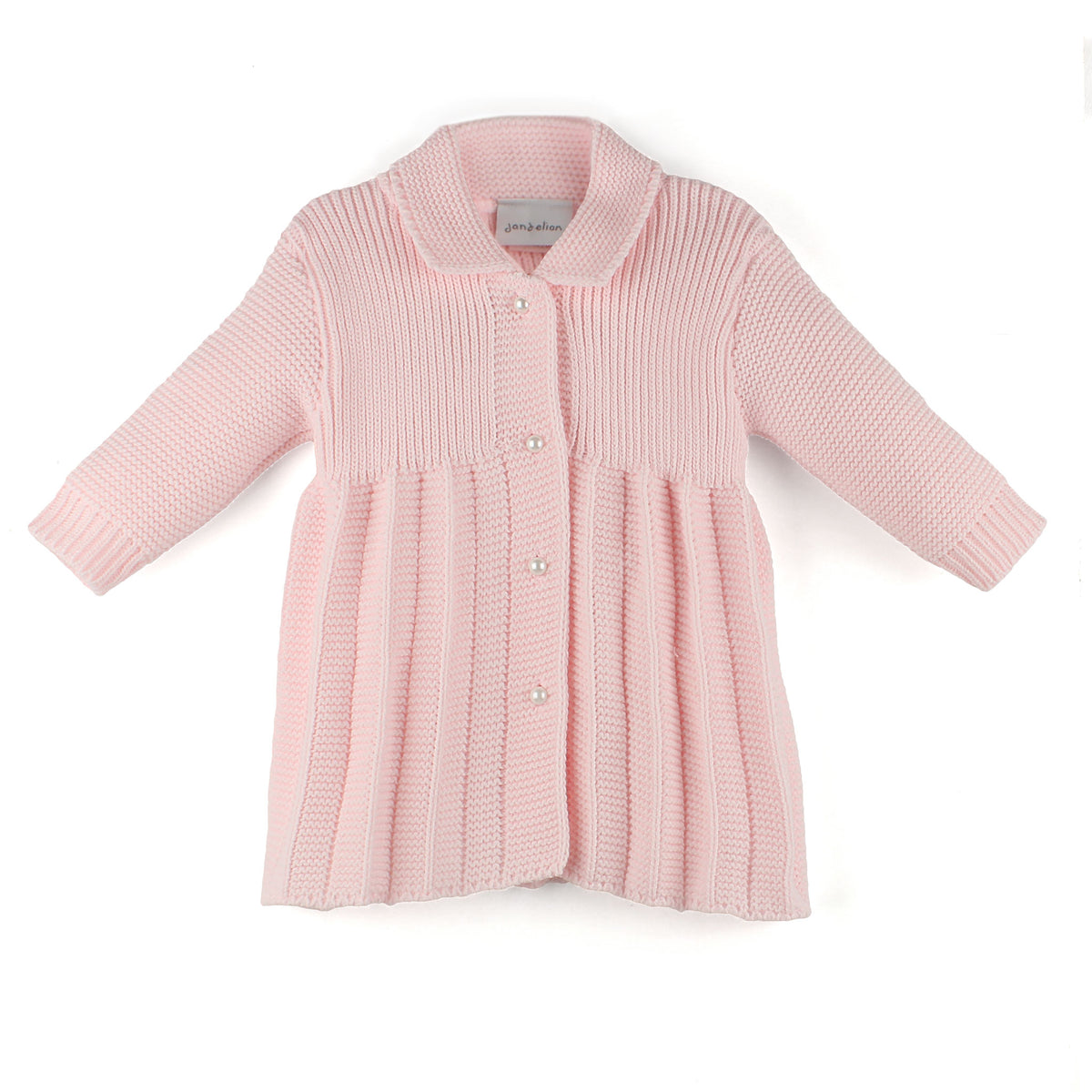 pink baby cardigan coat from dandelion in a spanish style