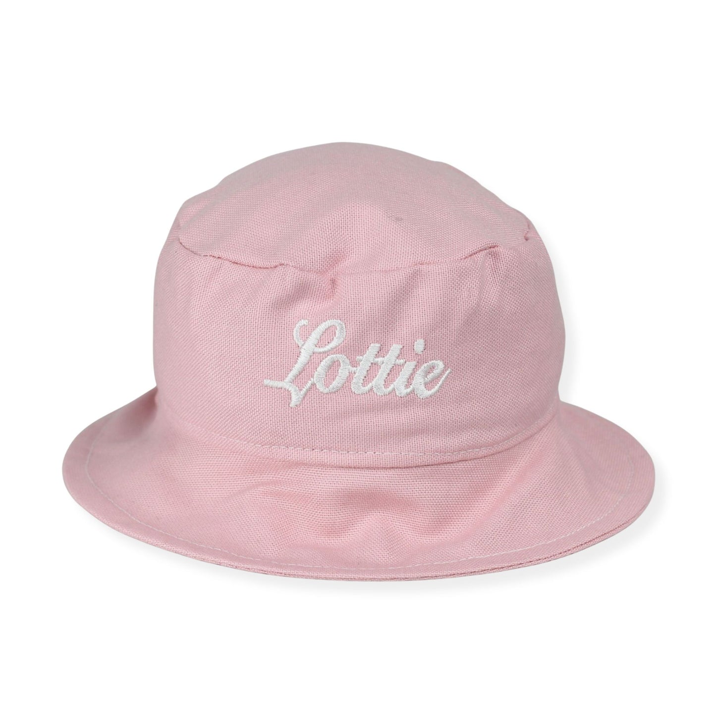 Baby girls pink bucket hat with embroidered name