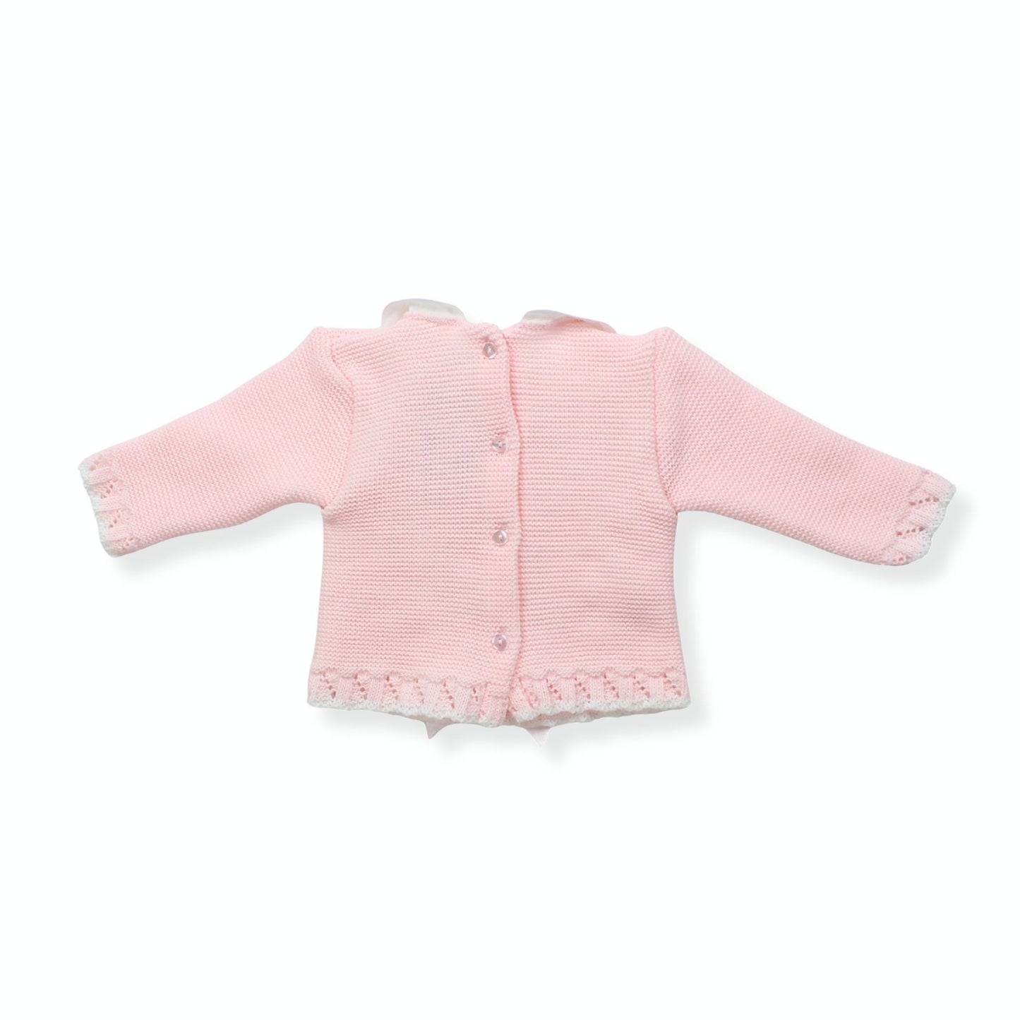 Newborn Baby Knitted Outfit with Hat – Pink Cable Knit (0–3 Months) Made in Portugal