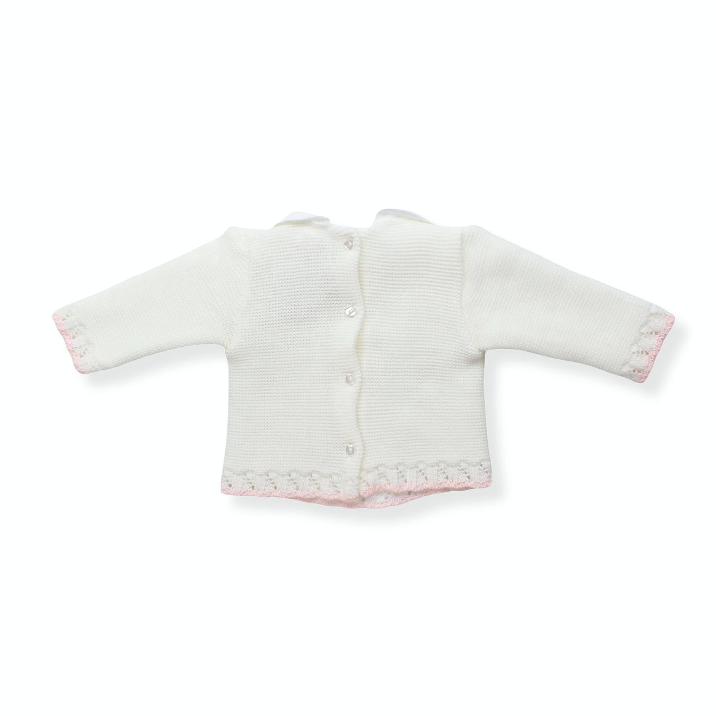 Newborn Baby Knitted Outfit with Hat – White Cable Knit (0–3 Months) Made in Portugal