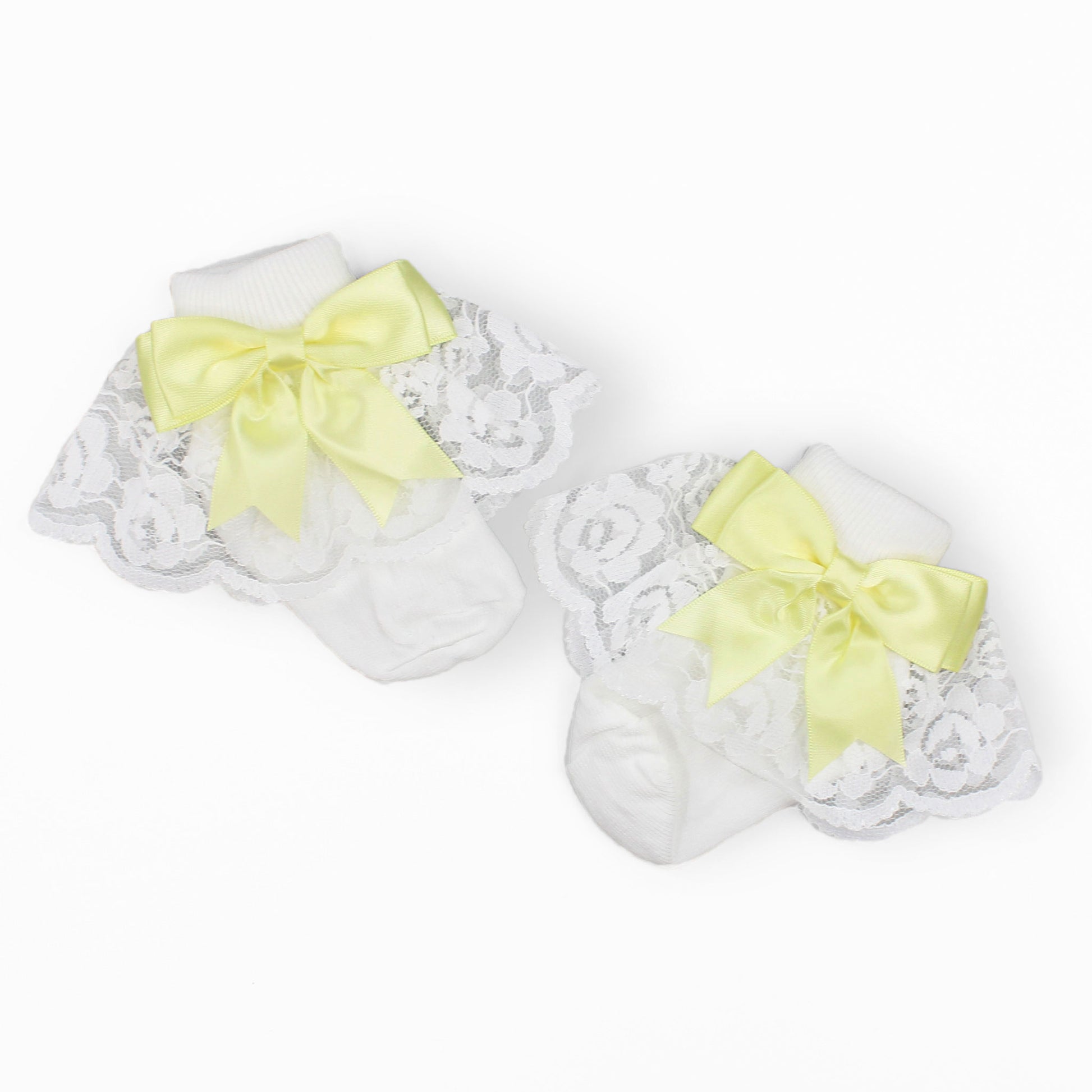 baby girl fancy socks with lemon yellow bow