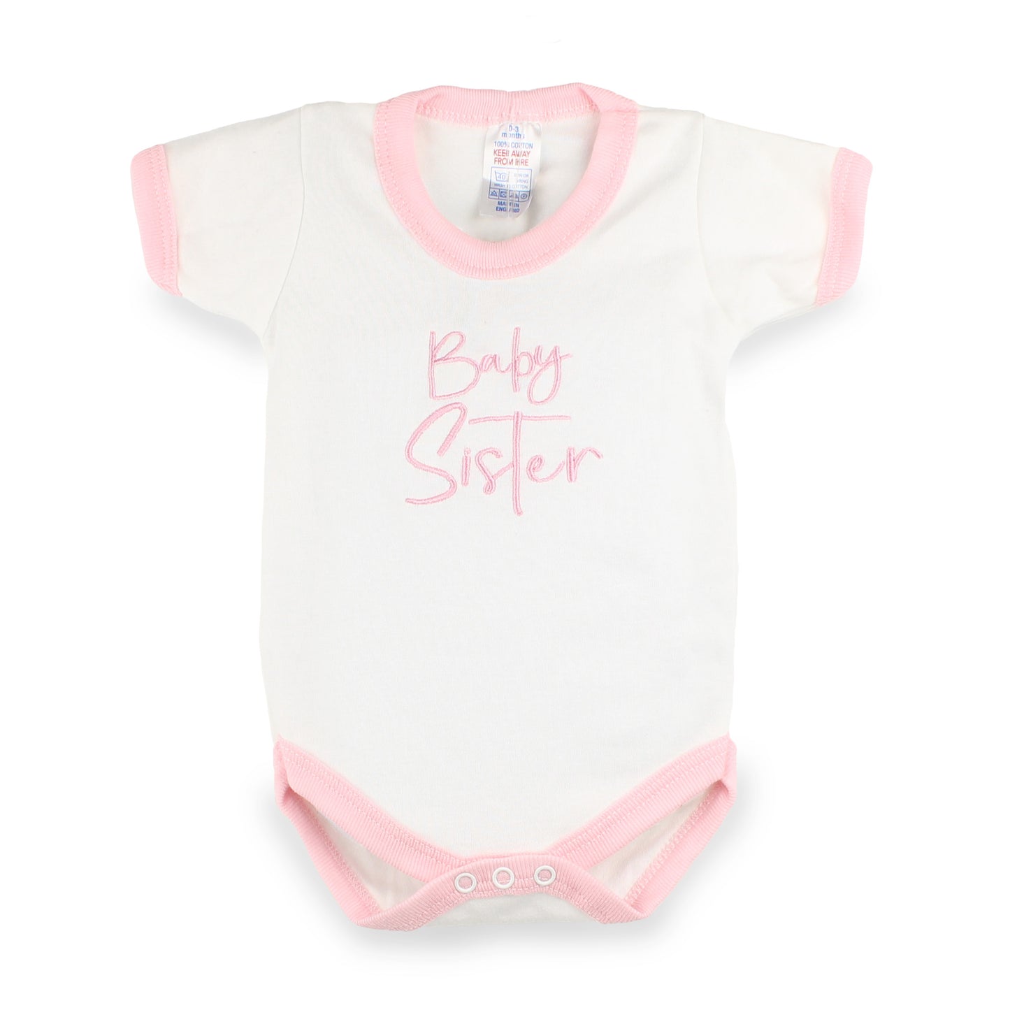 Baby Sister Embroidered Baby Vest – Pink Trim | 0-3 Months (Copy)