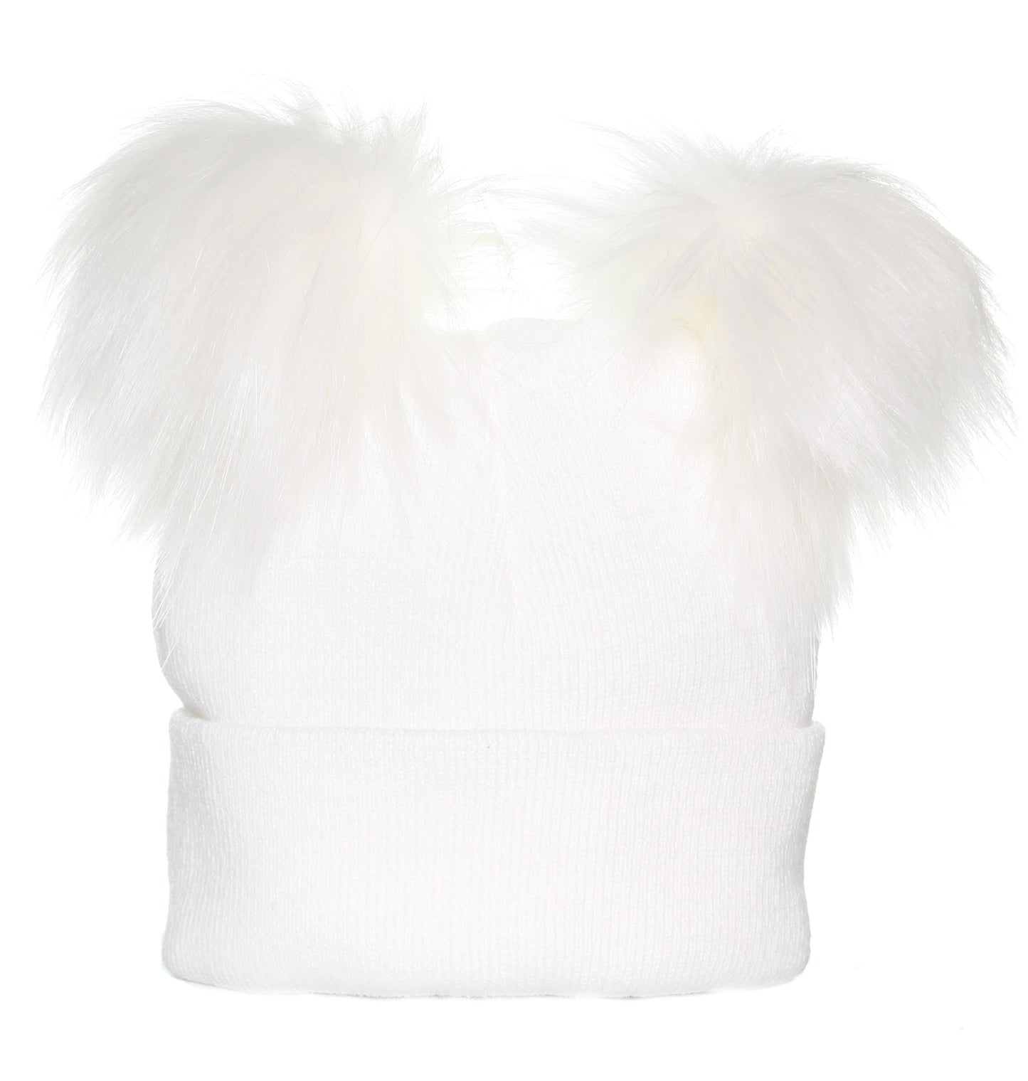 white double pom toddler hat