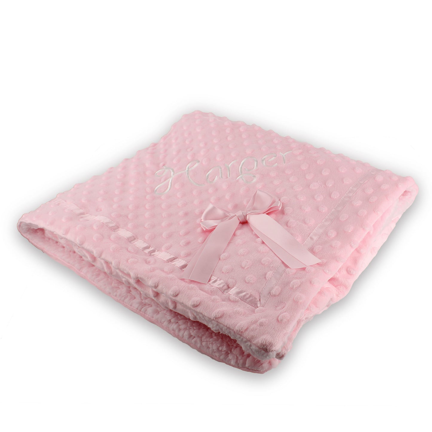 baby girls pink blanket with bow personalised