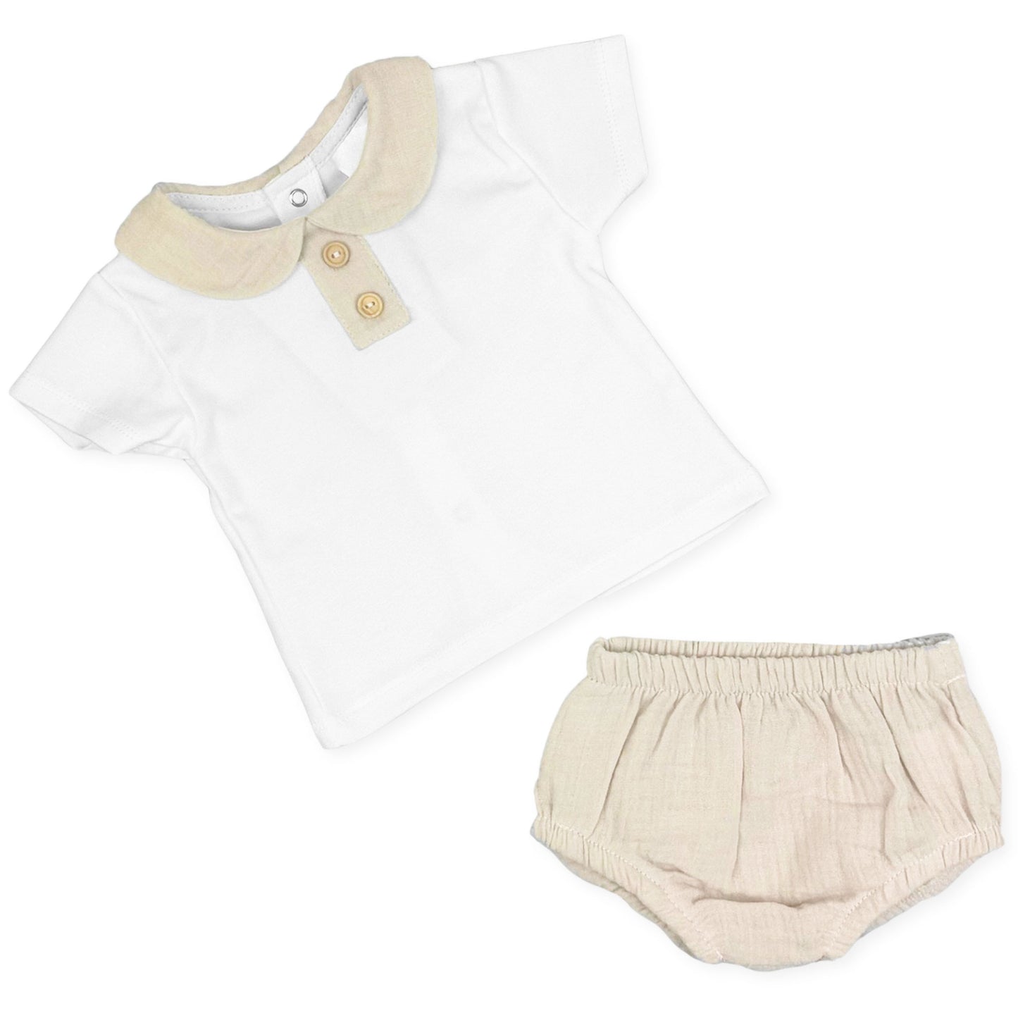 beige two piece boys outfit