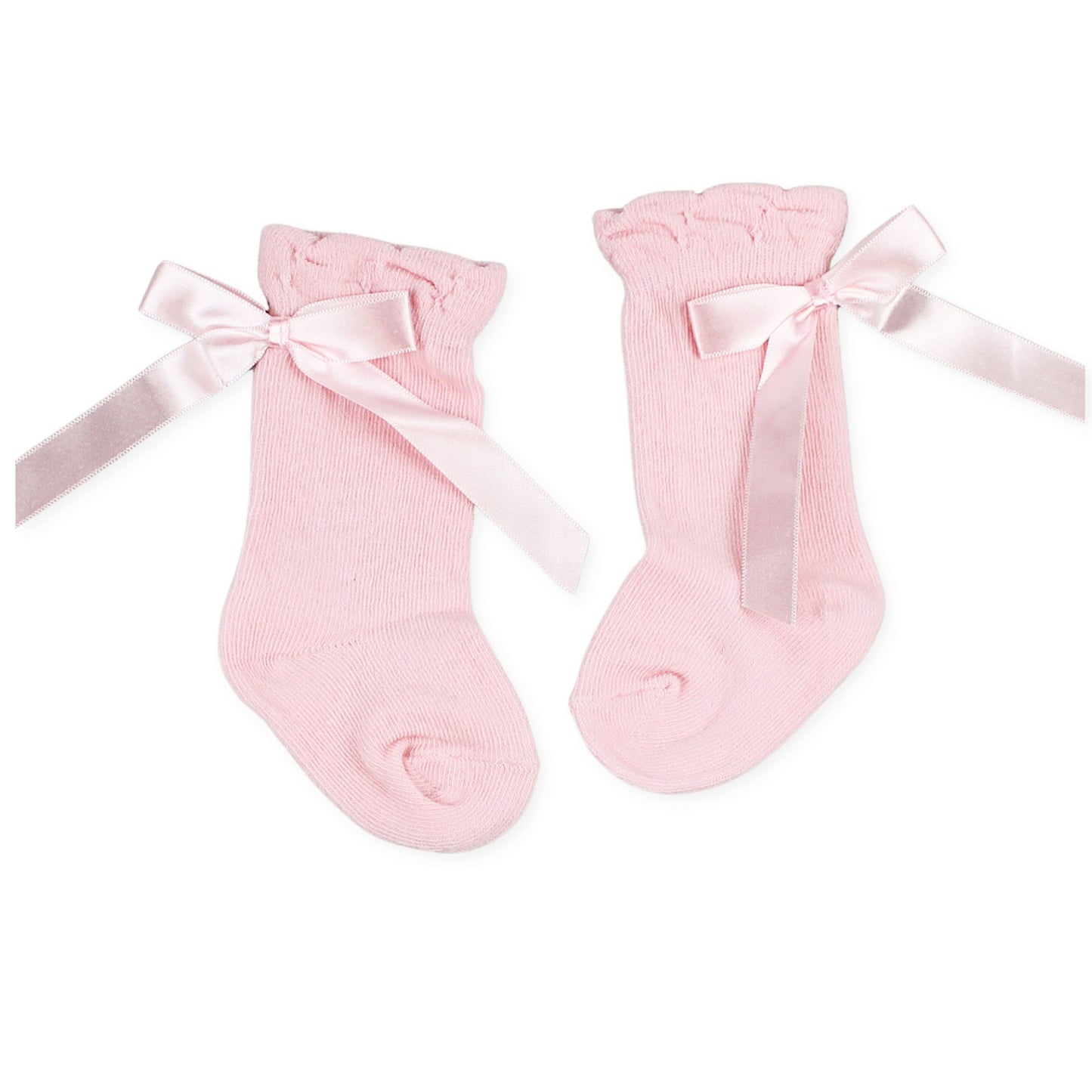 baby girls high knee socks with ribbon bow pex