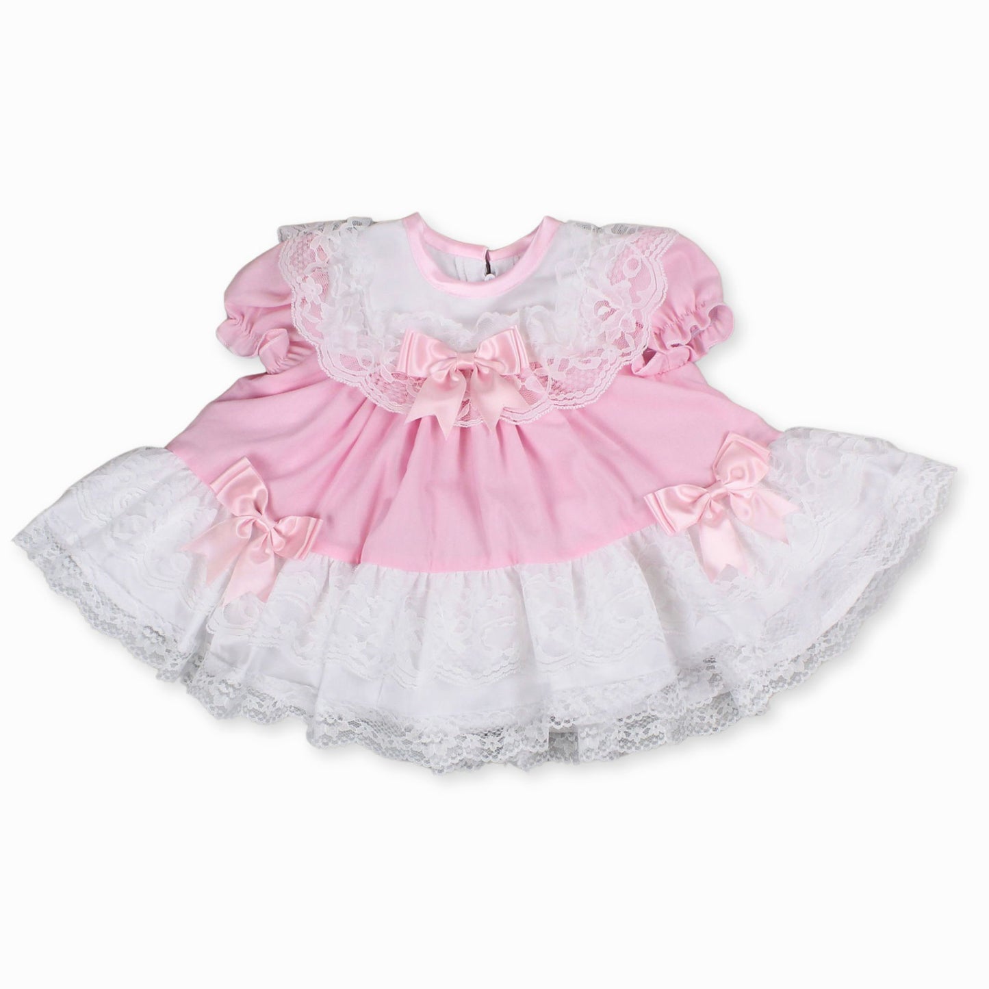 baby girls frilly puffball dress in pink