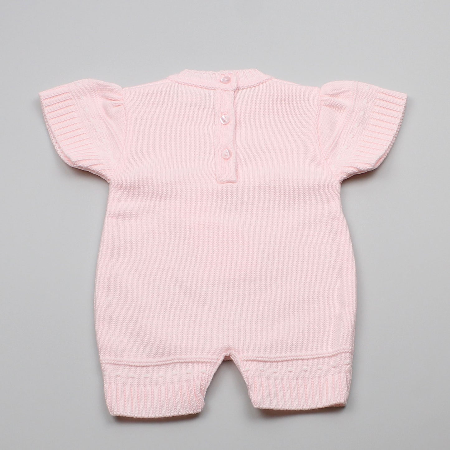 Baby Pink Romper with Bunny - Knitted Outfit