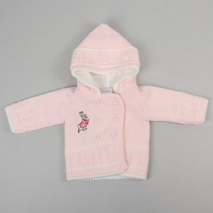 baby girls knitted hoodie with rabbit embroidery