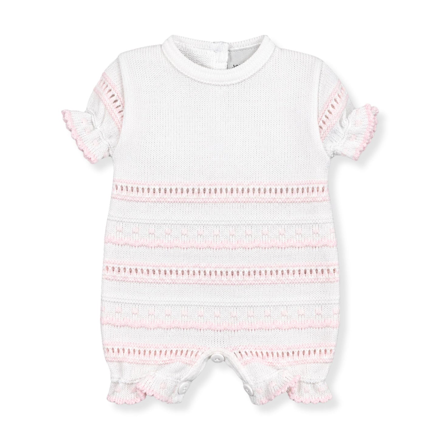 baby girls knitted white and pink dandelion romper