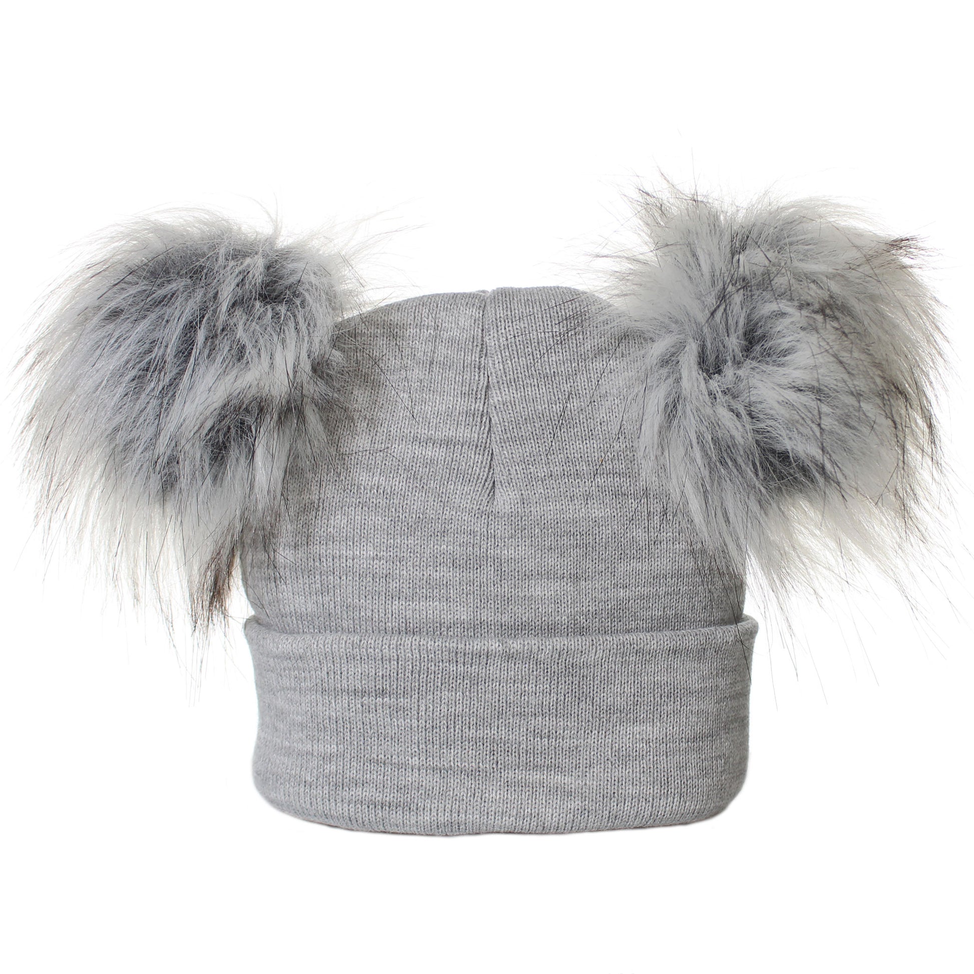 grey toddler unisex grey double pom hat 1-6 years