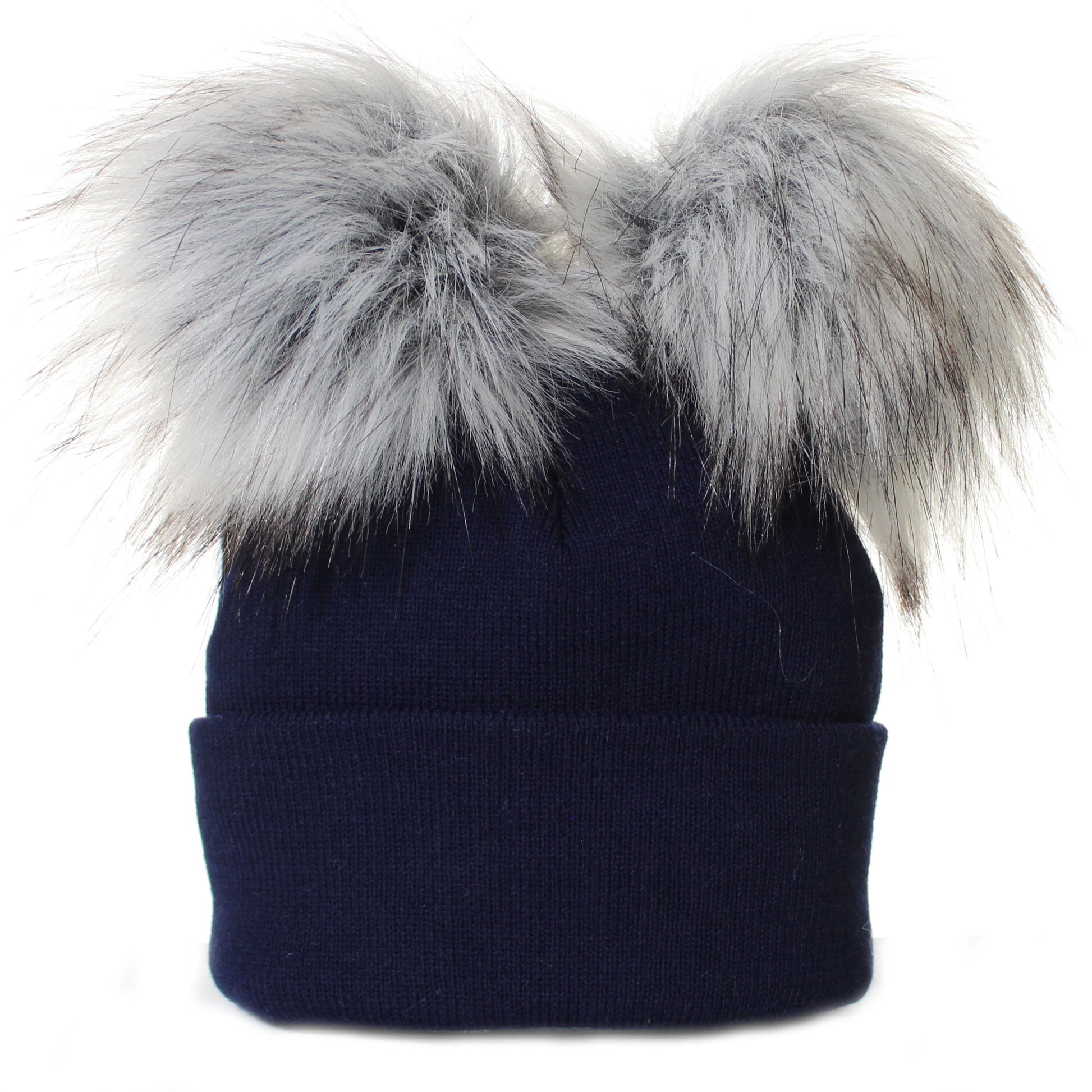 toddler navy unisex double pom hat