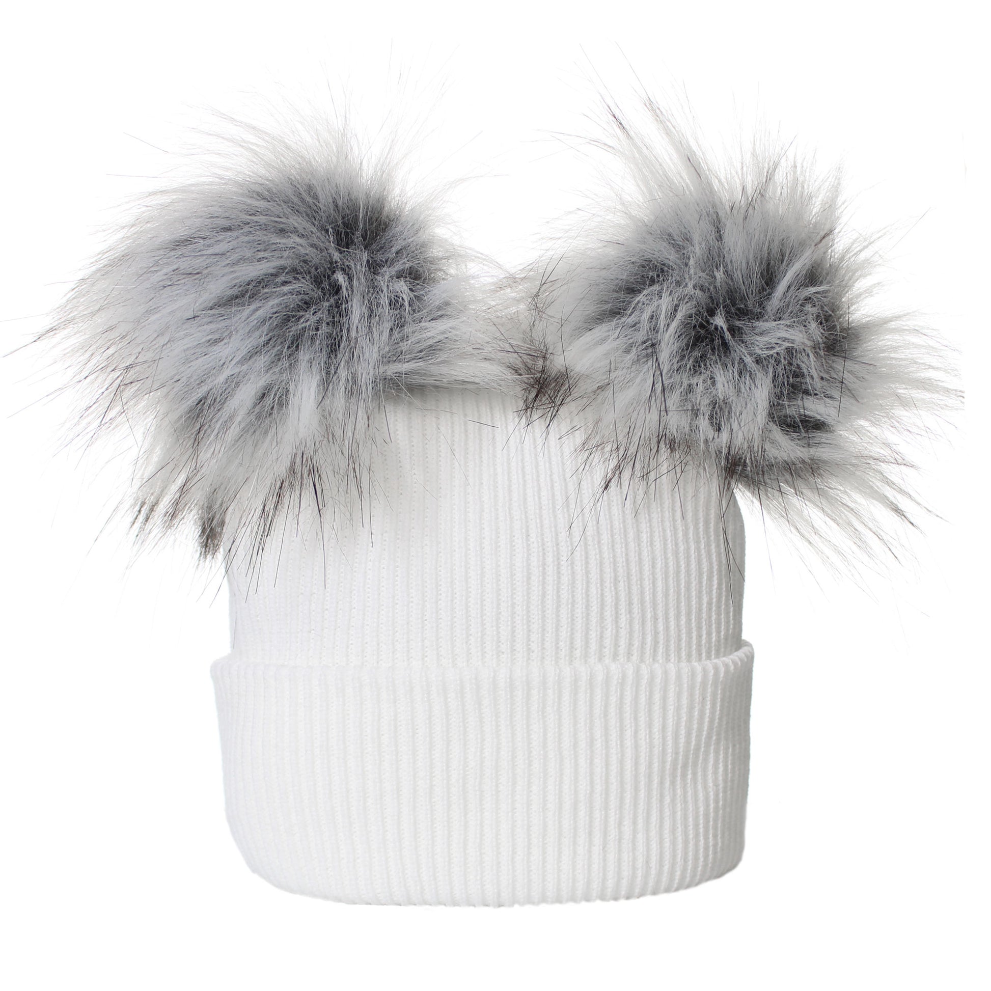 white toddler unisex knitted pom pom hat